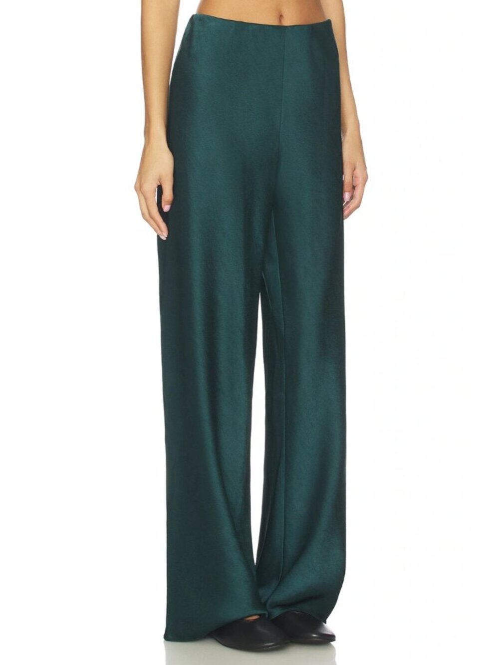 NWT Vince Colette in Juniper Green High Waist Fluid Satin Bias Pants M $368